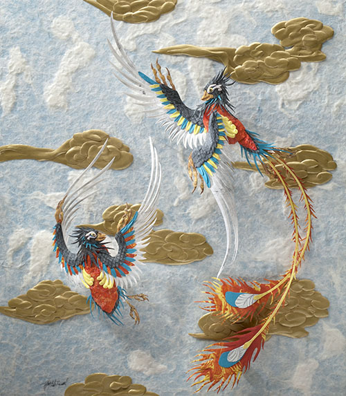 Tiffany Miller Russell - Confuciusornis as the Phoenix - Cut Paper Sculpture