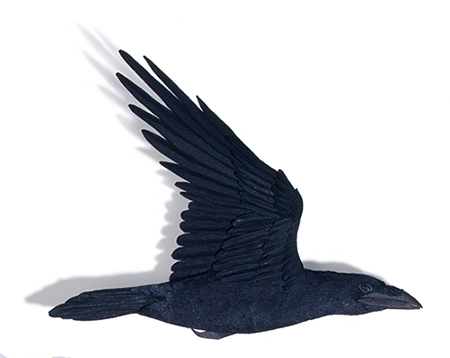 Tiffany Miller Russell - Passing (detail of raven) - Cut Paper Sculpture