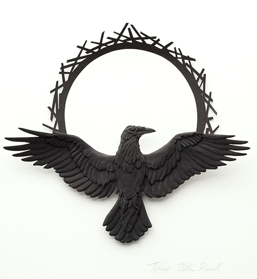 Tiffany Miller Russell - Raven Rising - Cut Paper Sculpture